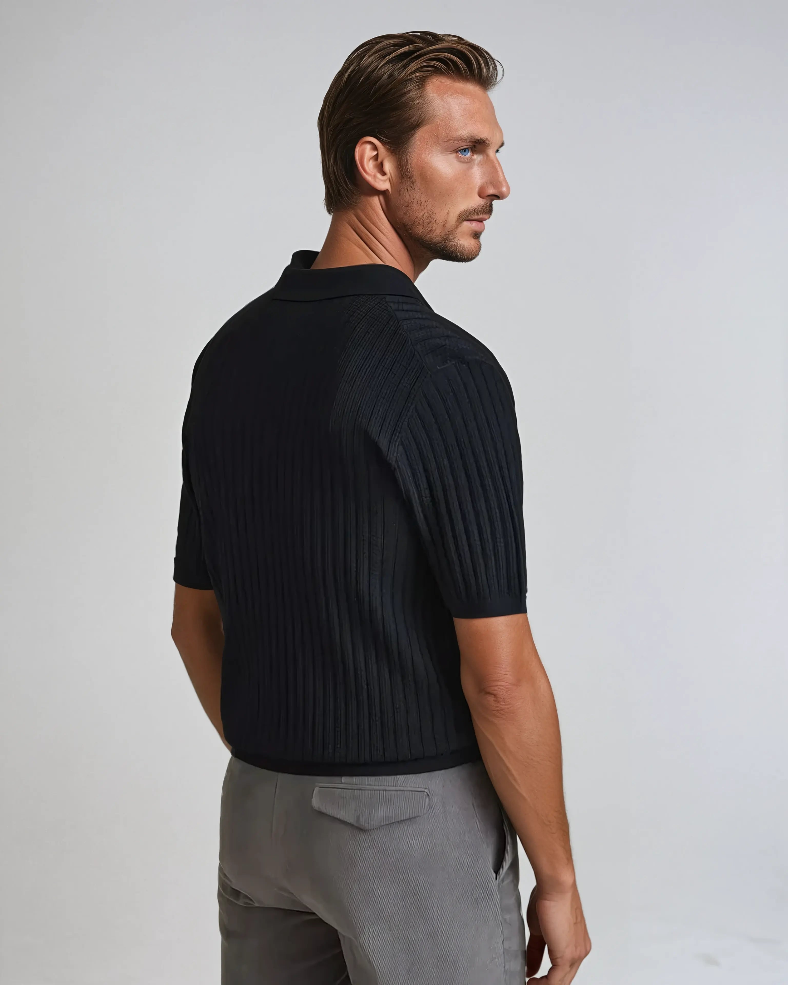 Crochet Cardigan Polo Zwart