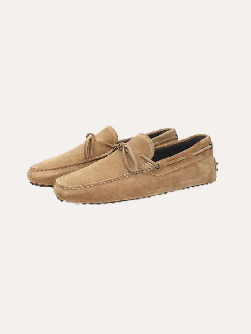 Beige Suède Mocassins - comfortable slip-on shoes with soft, durable suede material