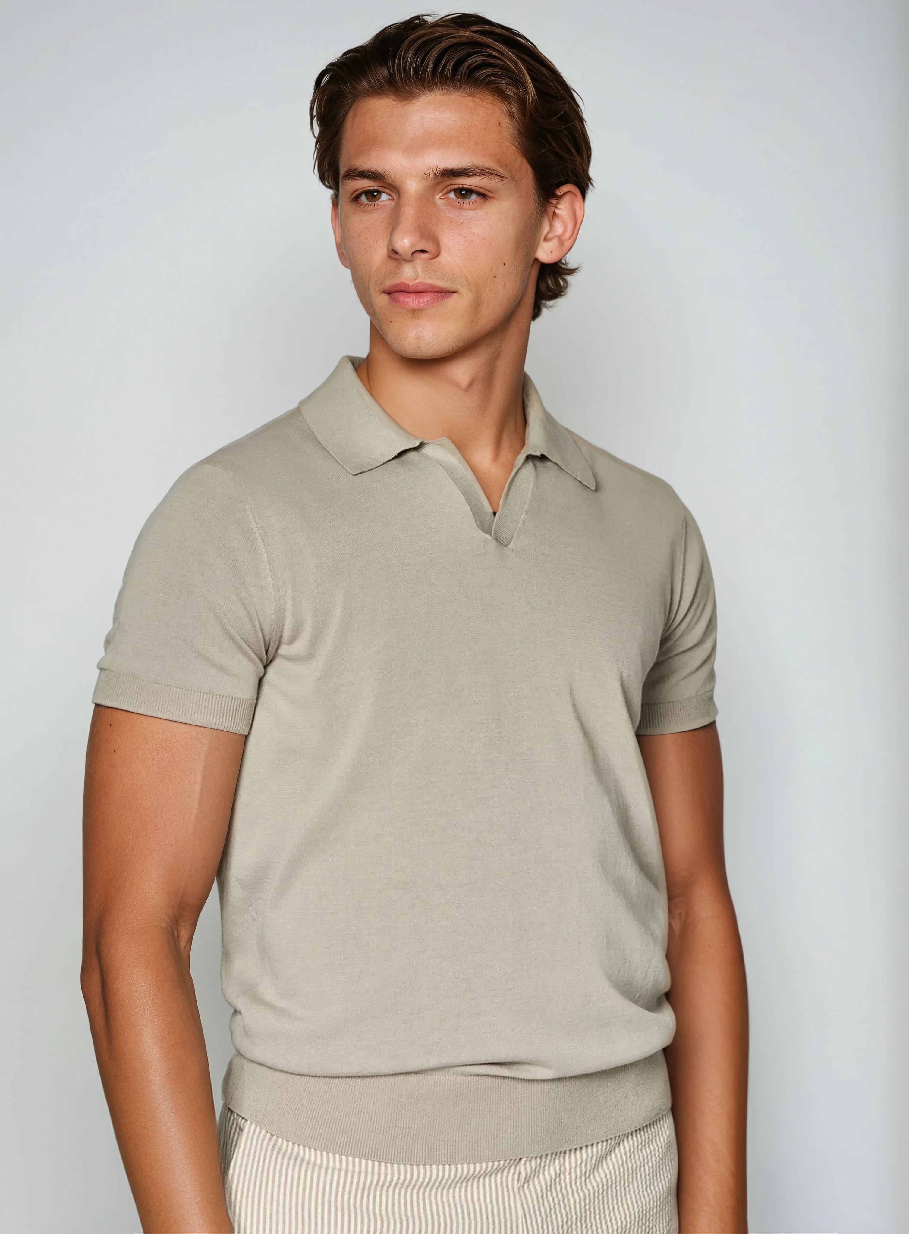 Polo Zonder Knopen - Taupe