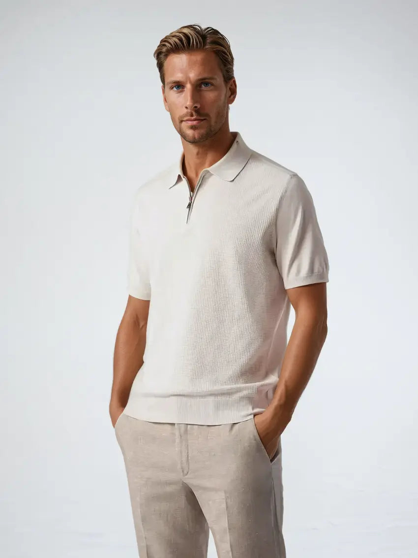 Polo met Rits - Beige