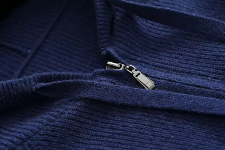 Cashmere Knit Zip Vest - Intens Blauw