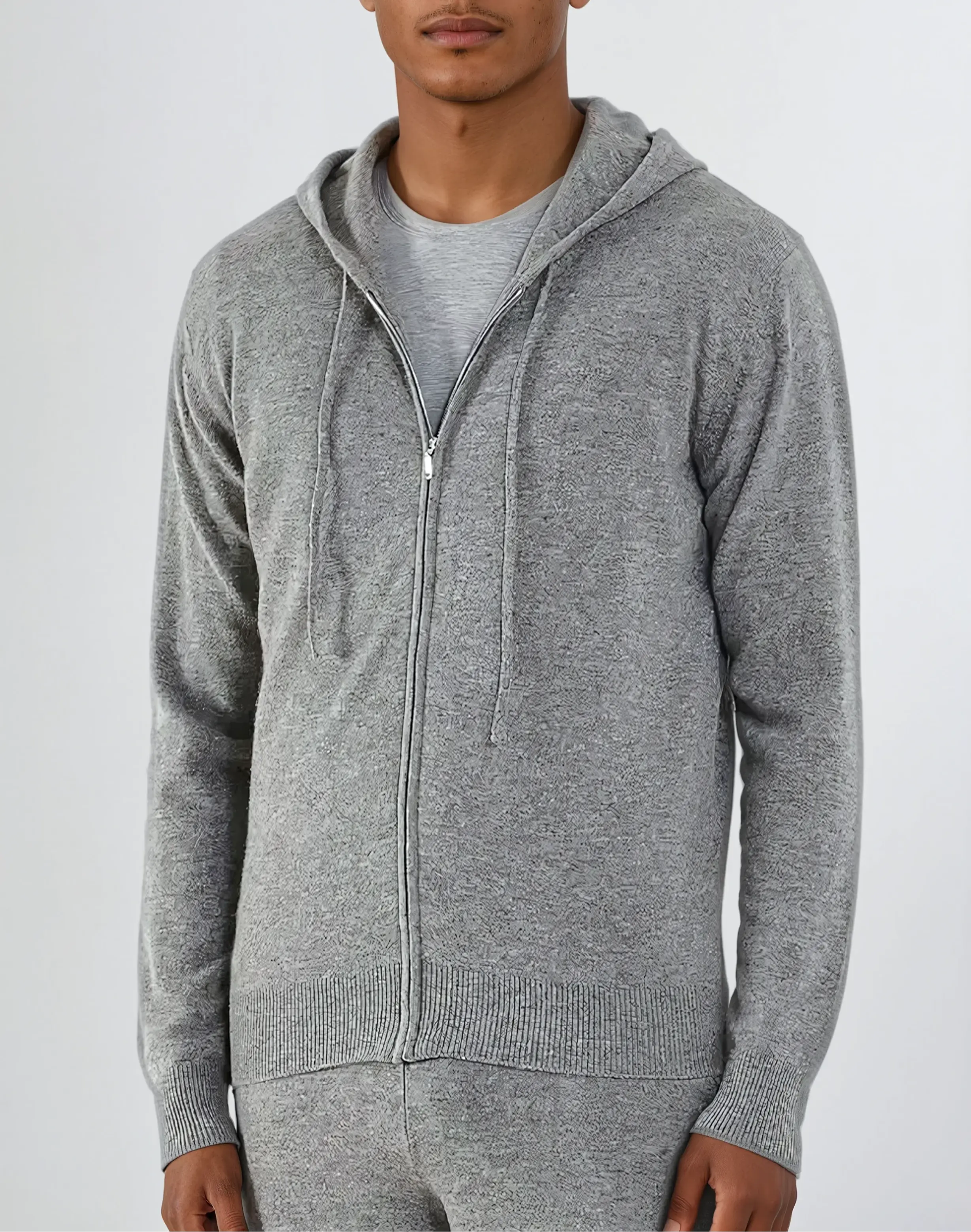 Cashmere Knit Zip Vest - Lichtgrijs