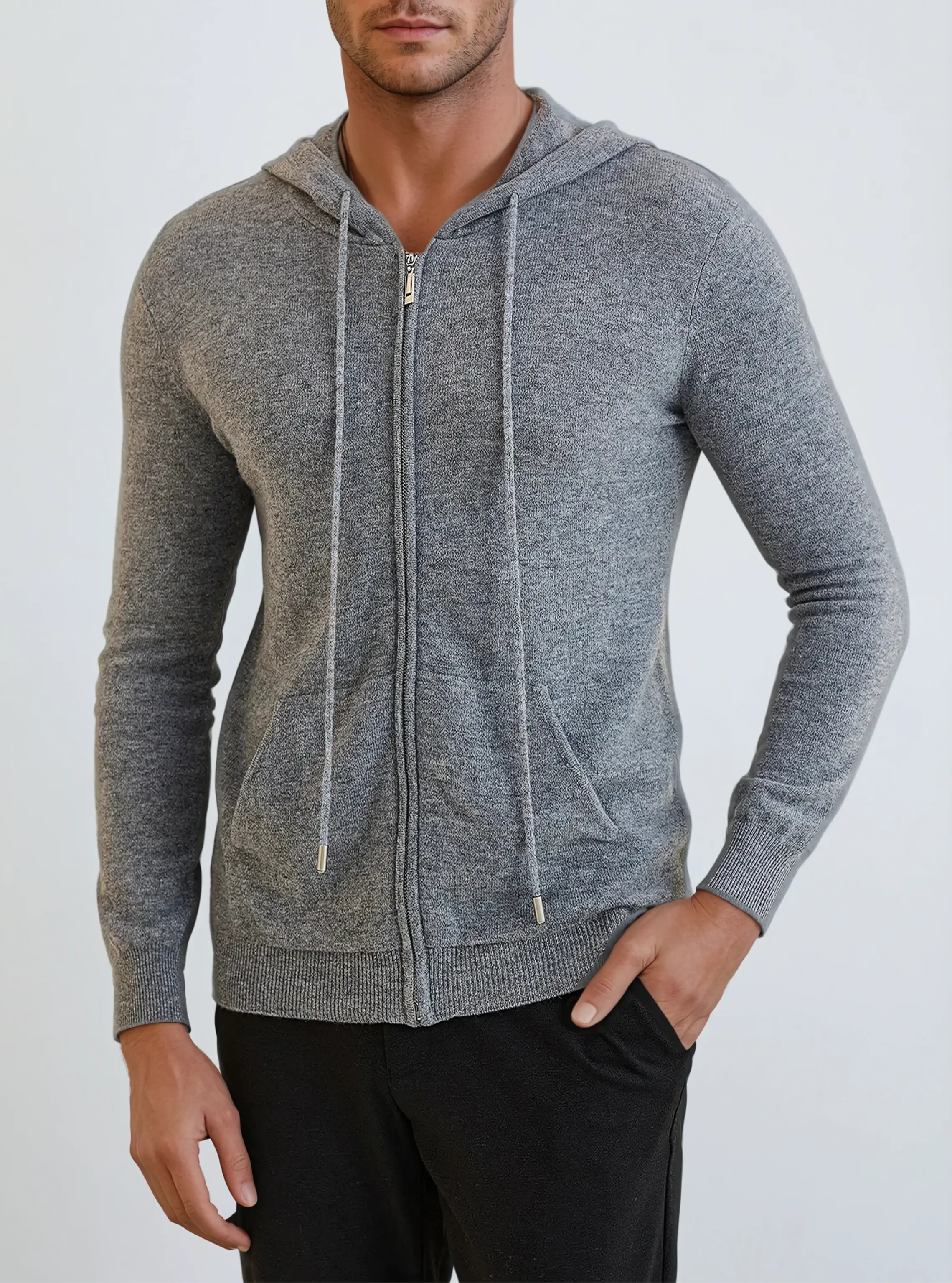 Cashmere Knit Zip Vest - Donkergrijs