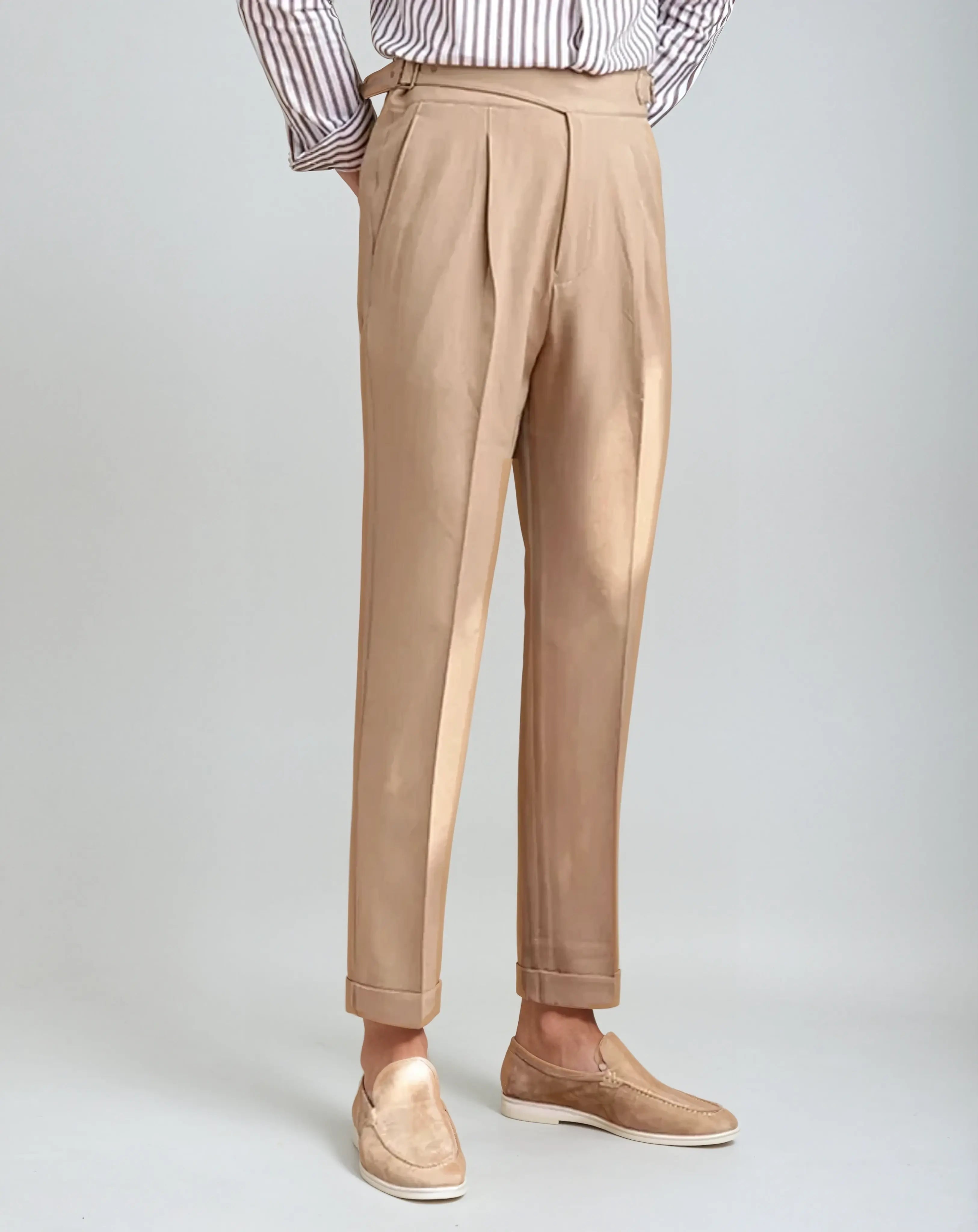 Oxford Geplooide Broek - Khaki