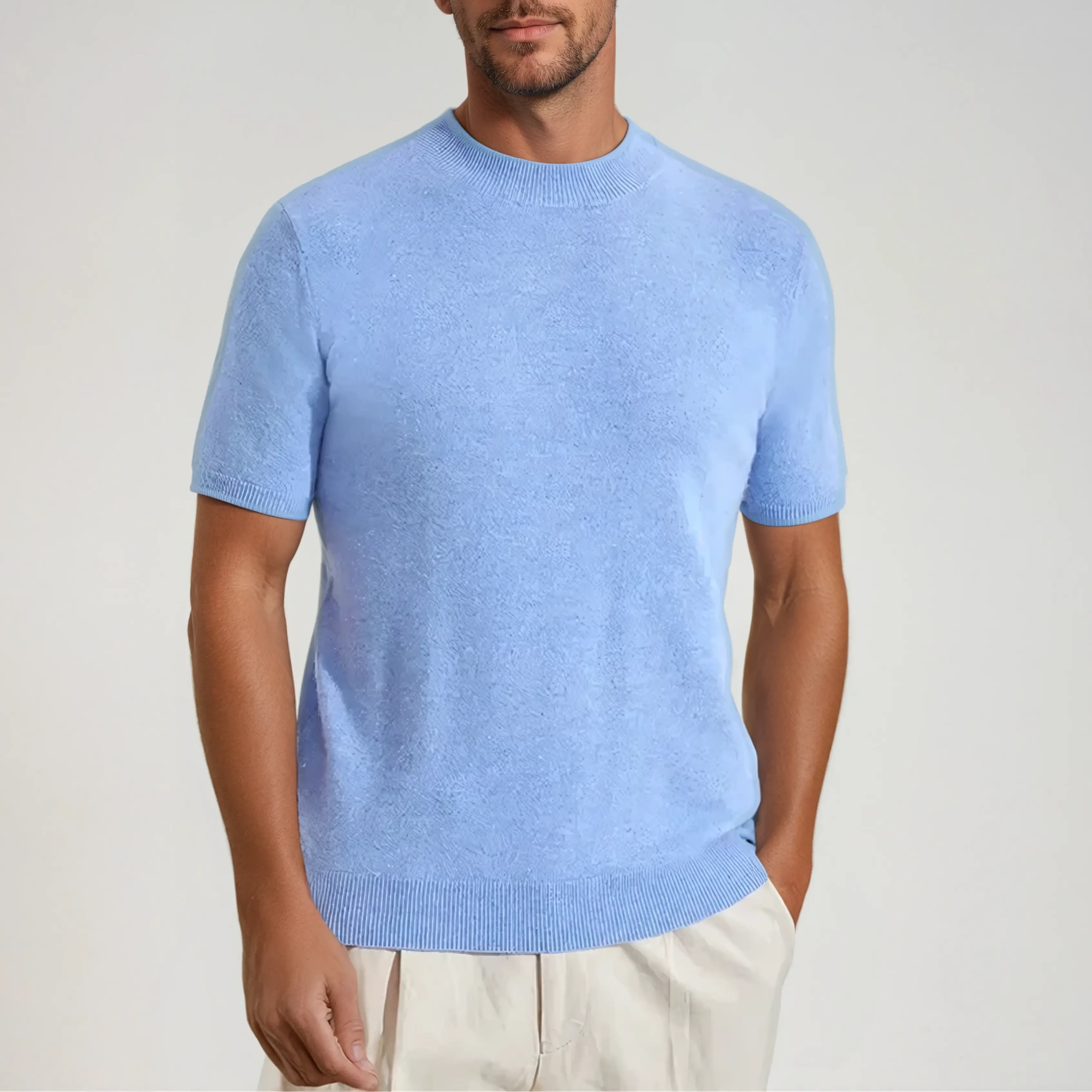 Cashwool T-shirt Lichtblauw