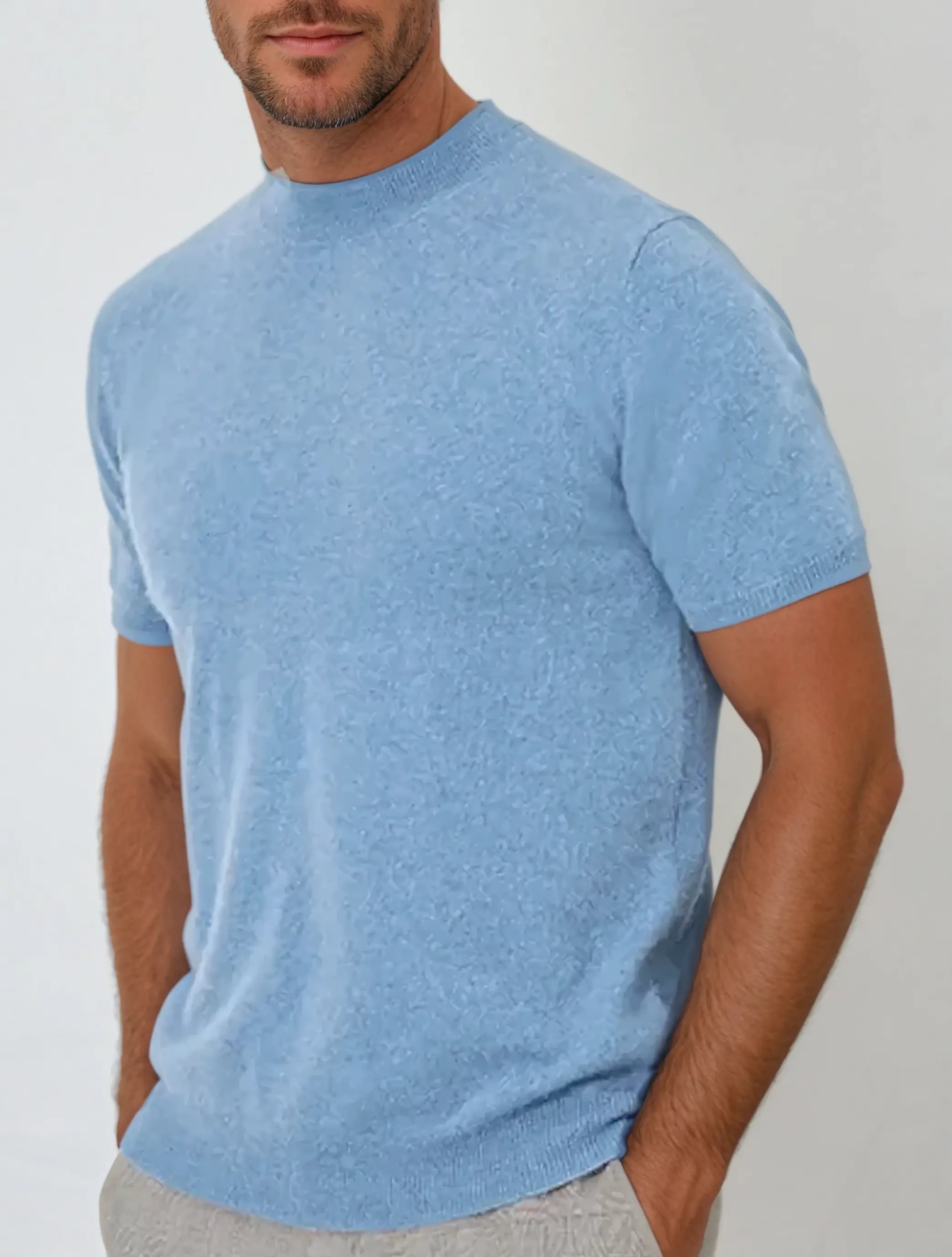 Cashwool T-shirt Lichtblauw