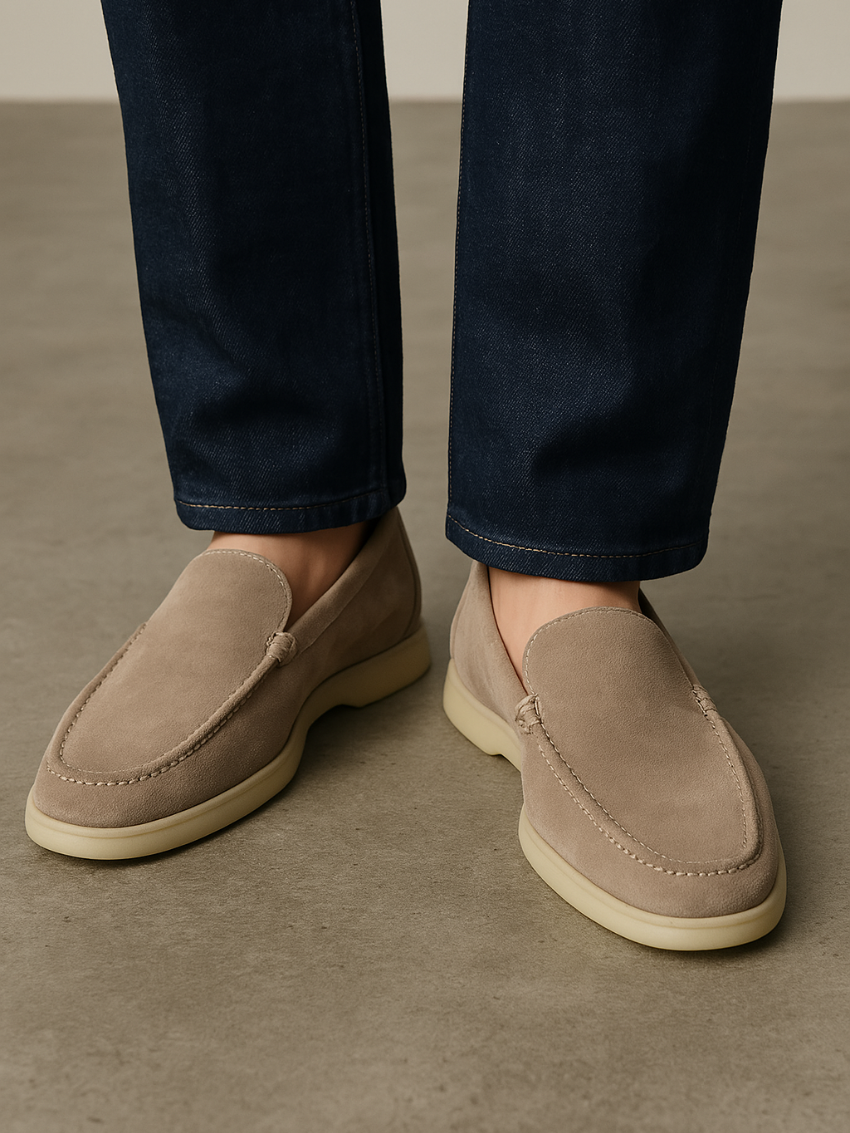 Refined Suede Loafers – Beige Sable