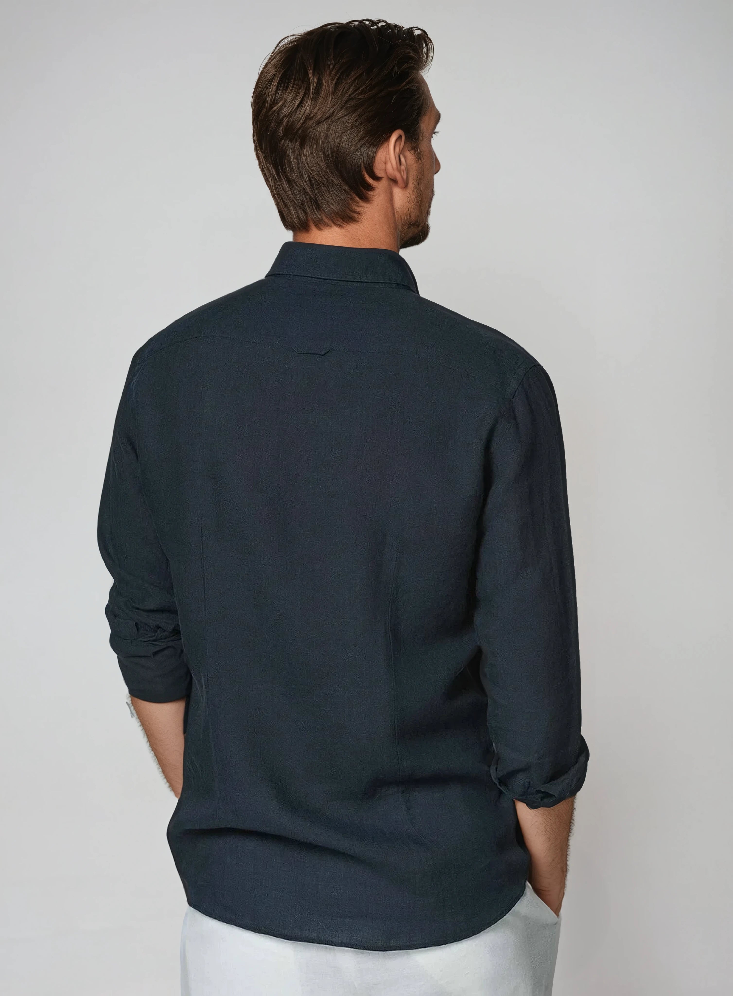Essential Linnen Overhemd - Marineblauw