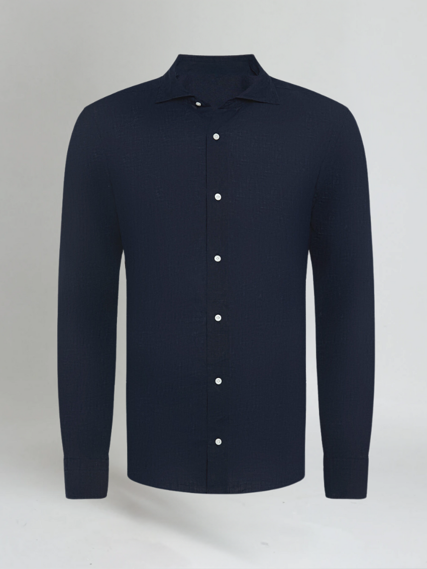 Essential Linnen Overhemd - Marineblauw