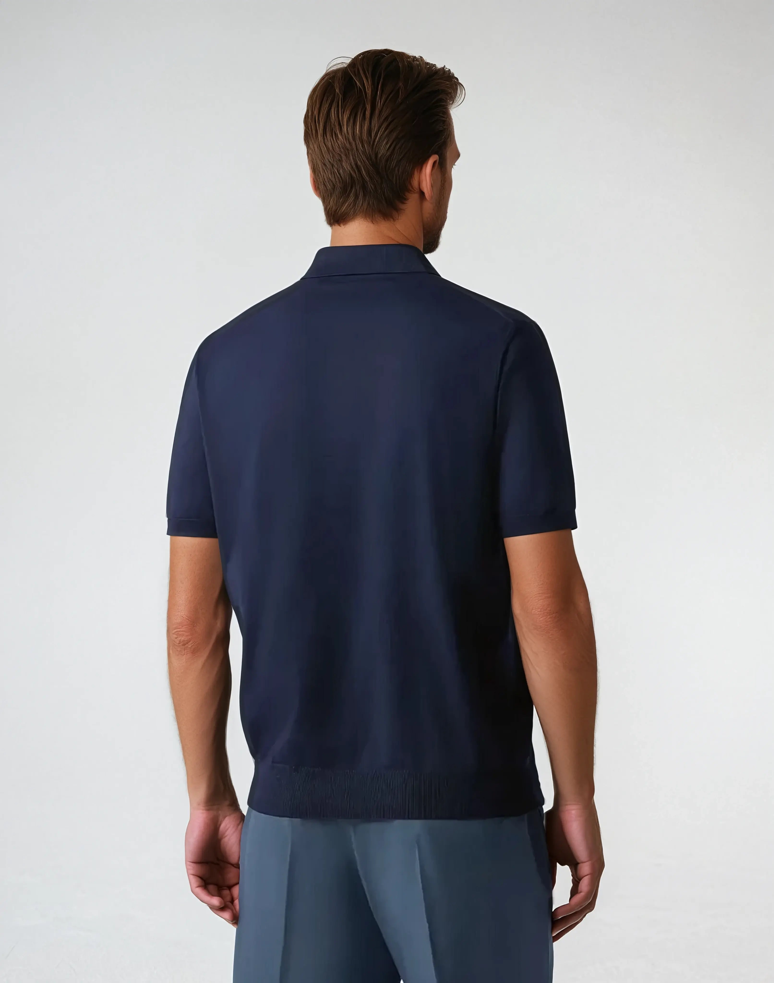 Polo met Rits - Marineblauw