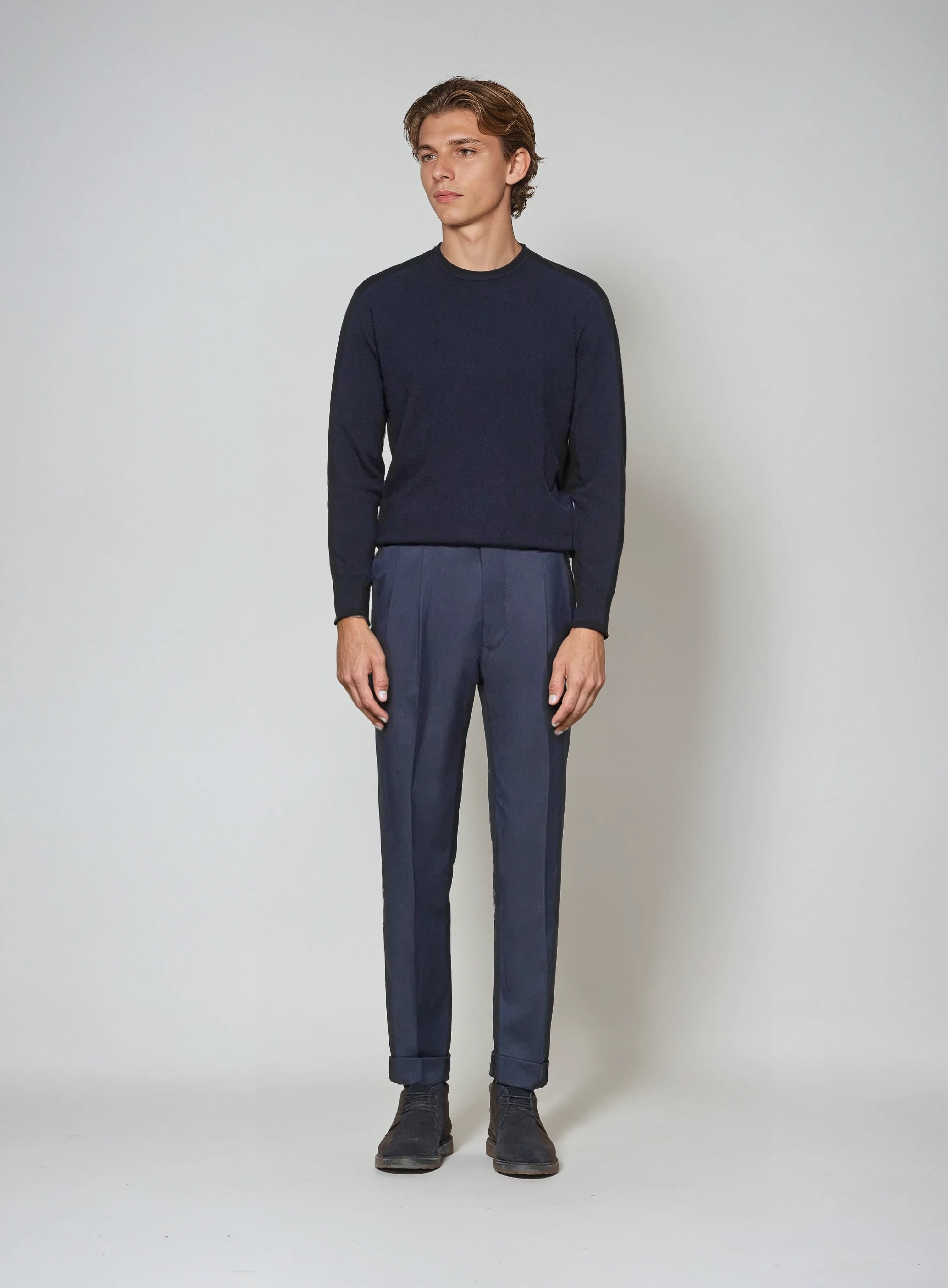 Premium Cashwool sweater - Marineblauw