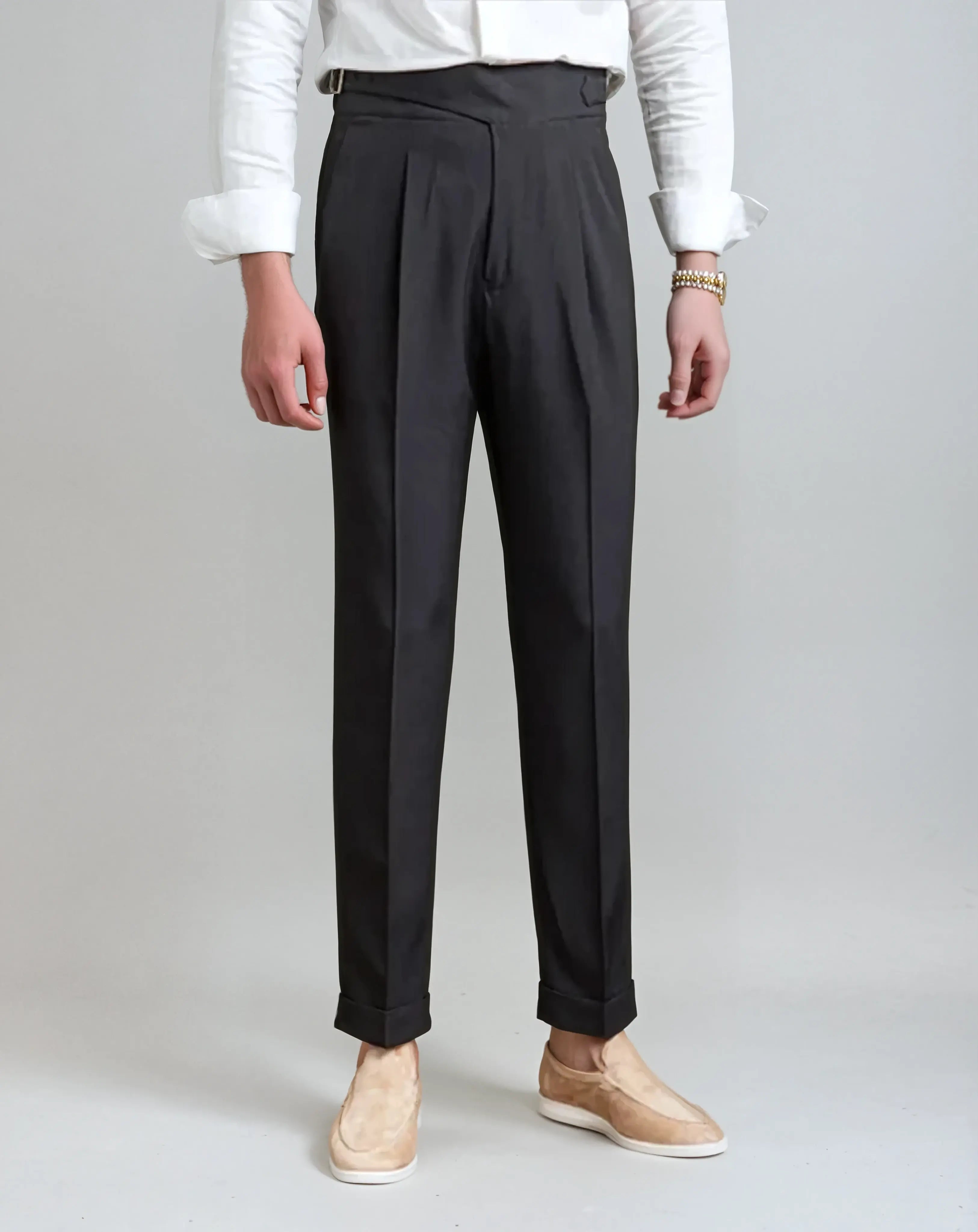 Oxford Geplooide Broek - Zwart