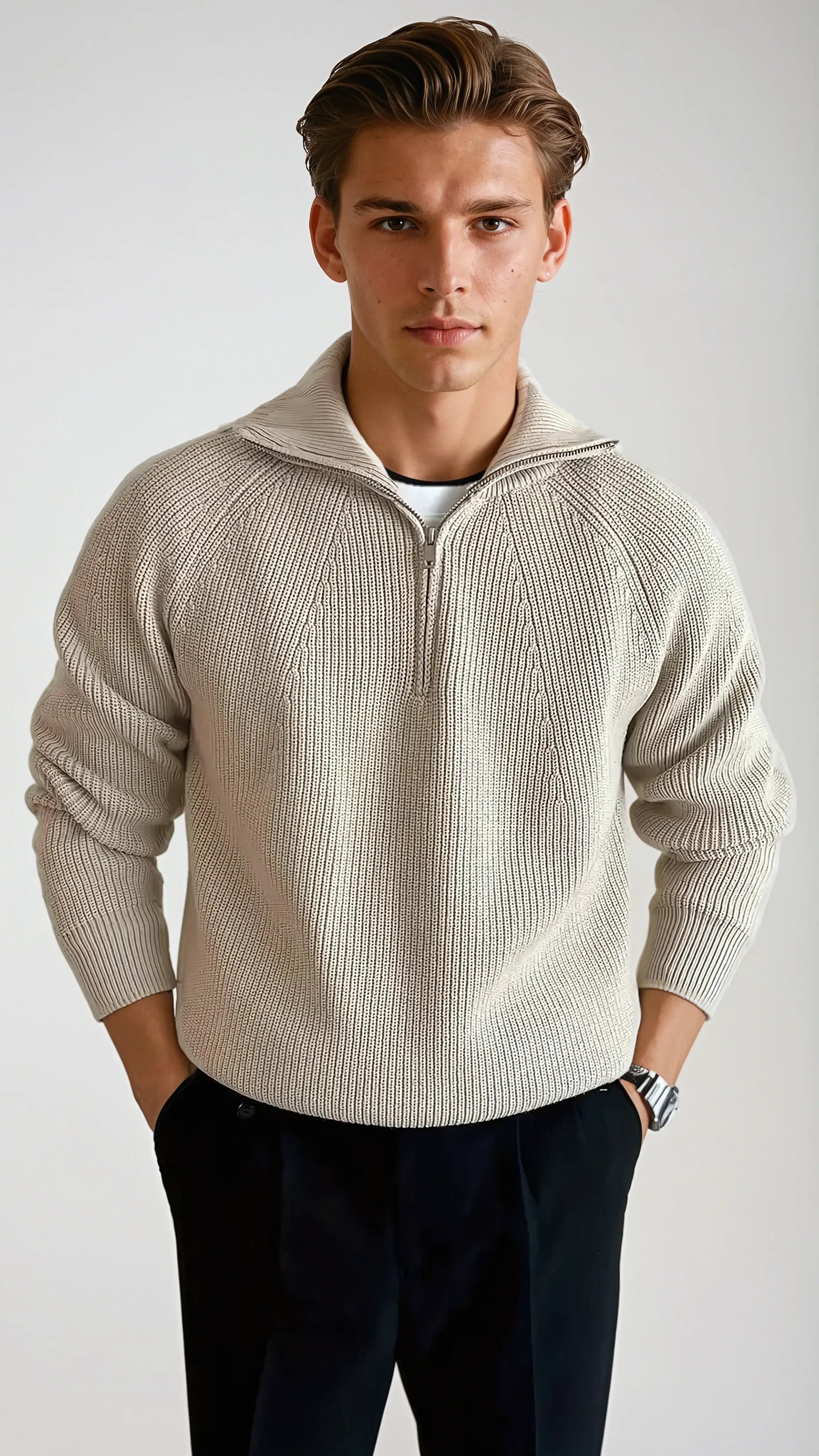 Quarter Zip Gebreide trui