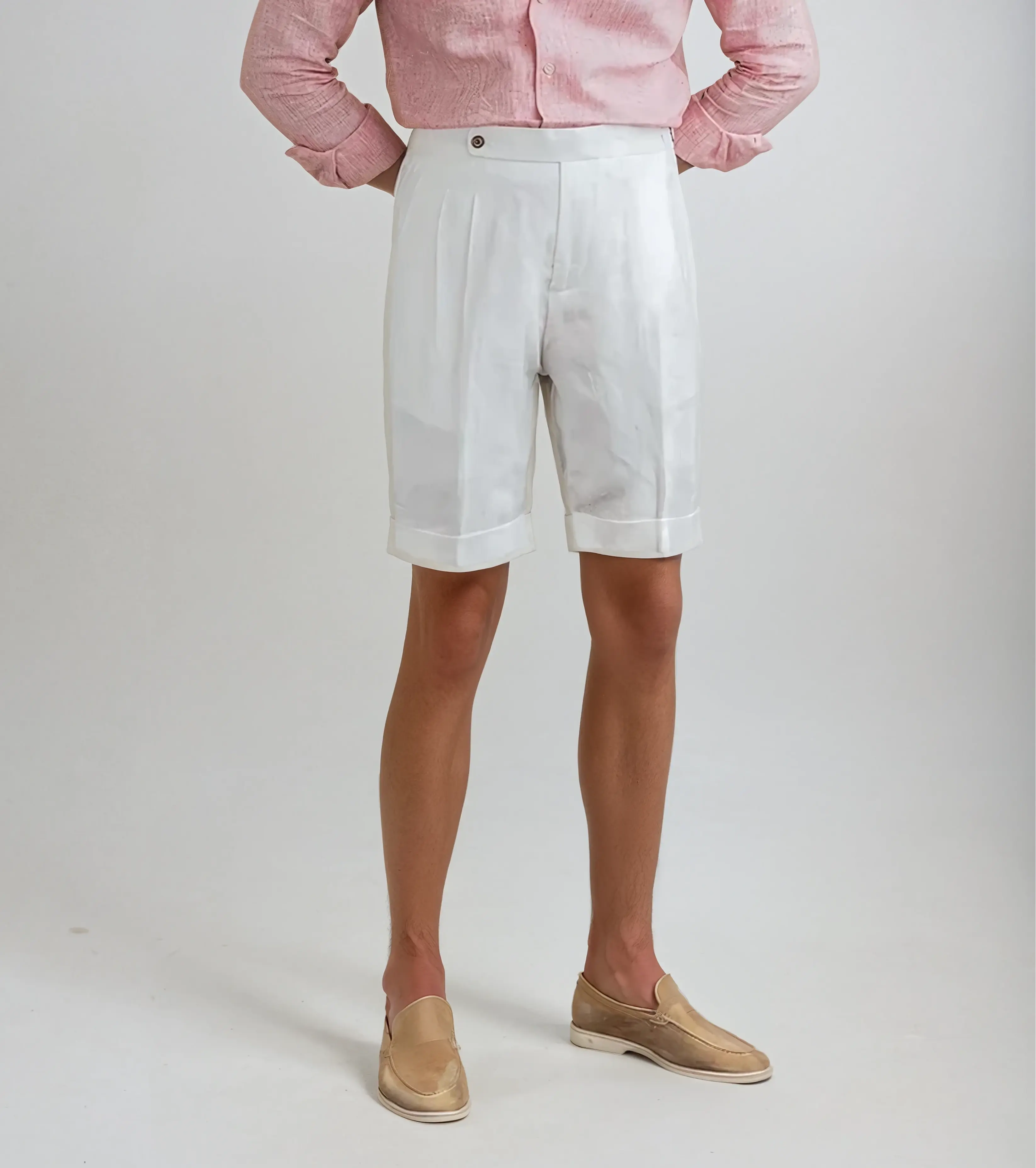 Oxford Geplooide Korte Broek - Wit