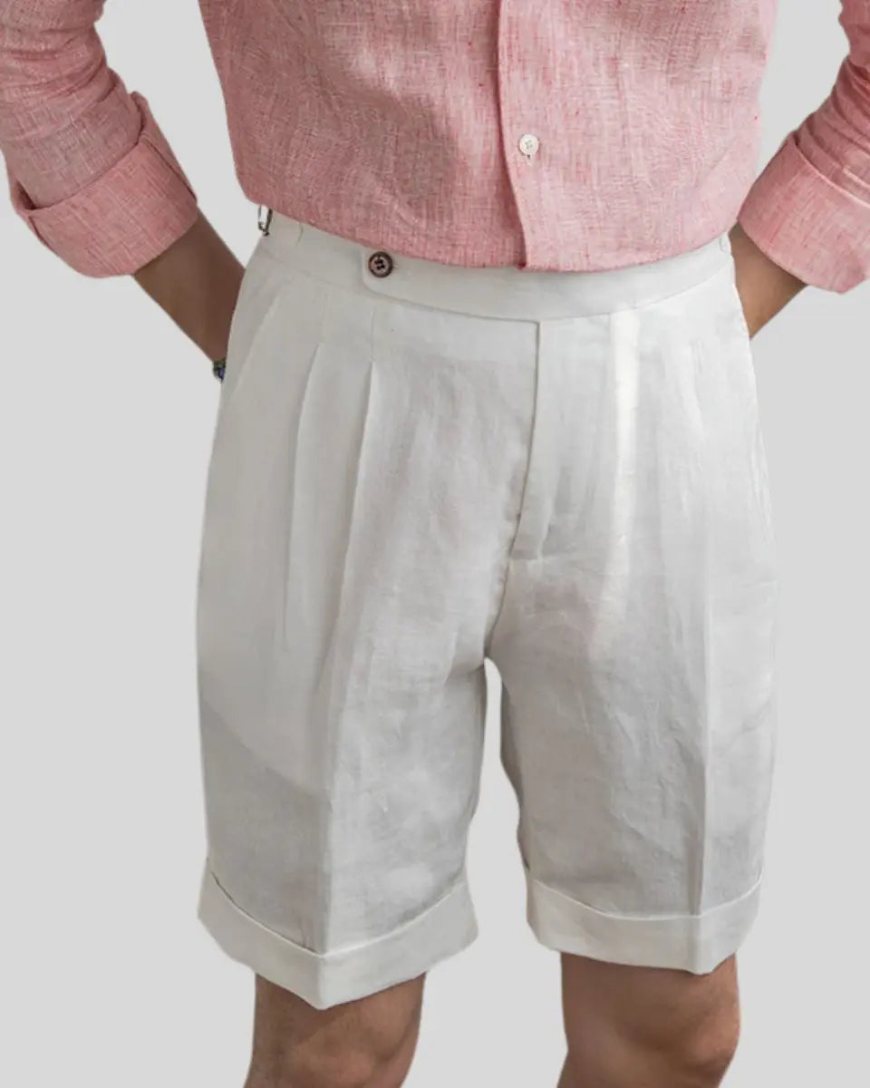 Oxford Geplooide Korte Broek - Wit