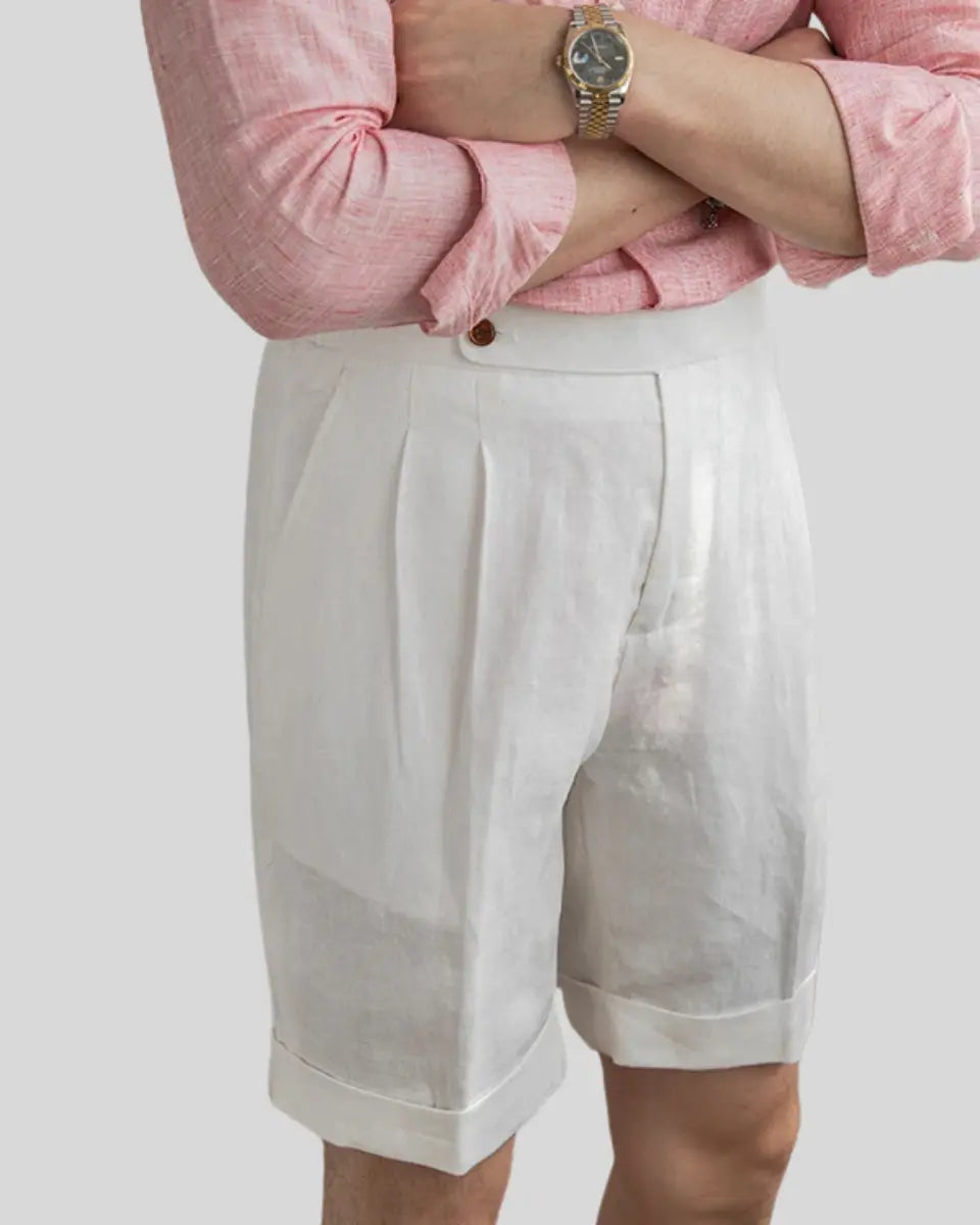 Oxford Geplooide Korte Broek - Wit