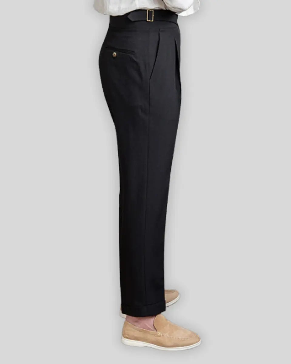 Oxford Geplooide Broek - Zwart