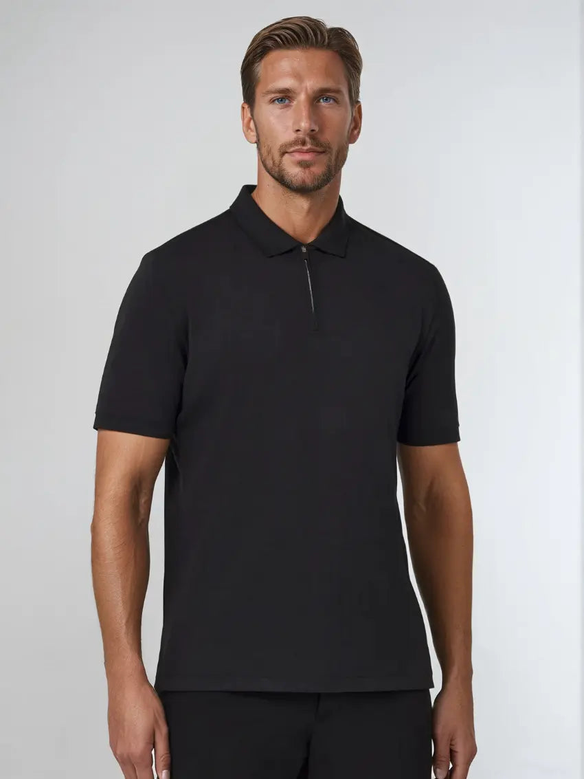 Polo met Rits - Zwart