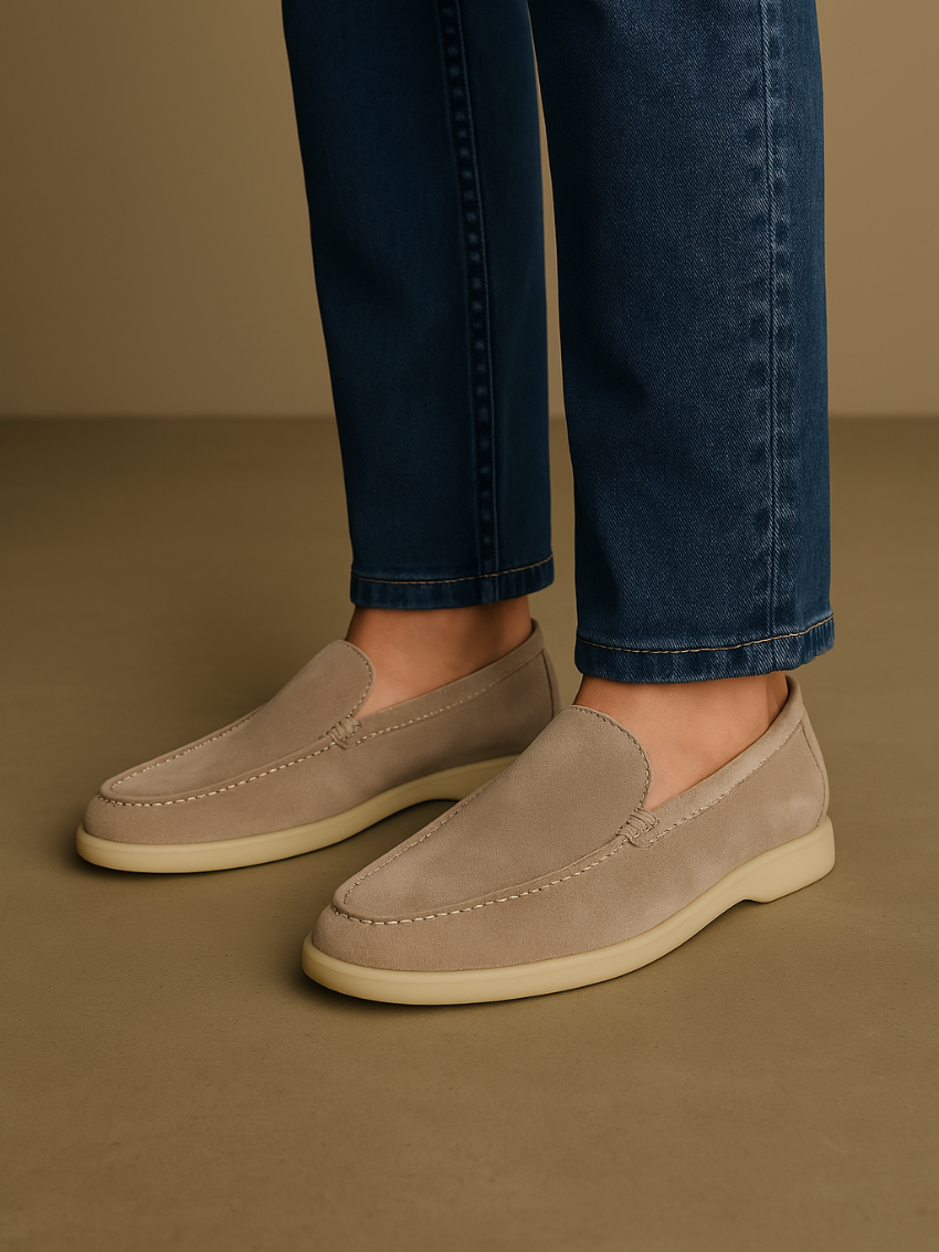 Refined Suede Loafers – Beige Sable