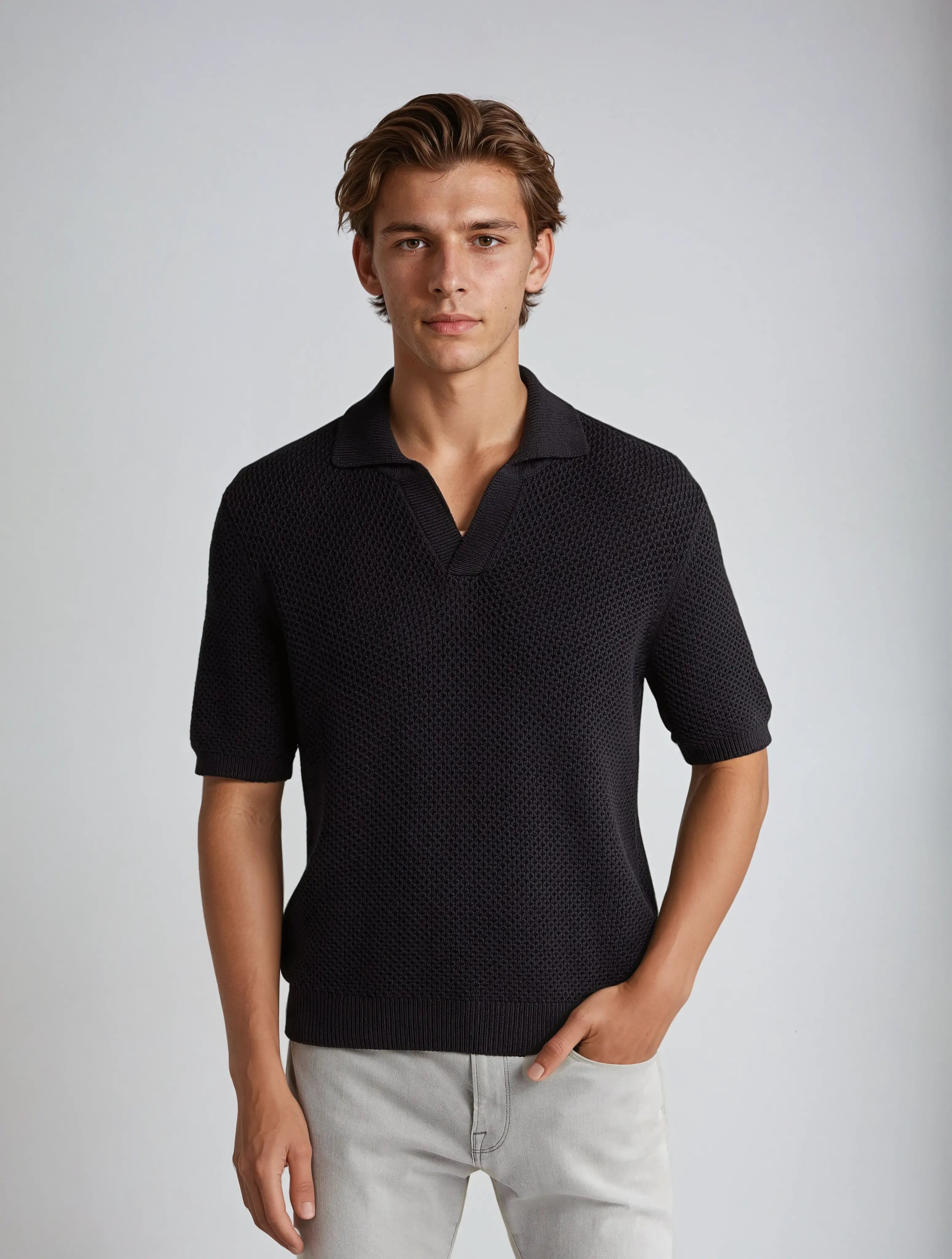Crochet Polo Zwart