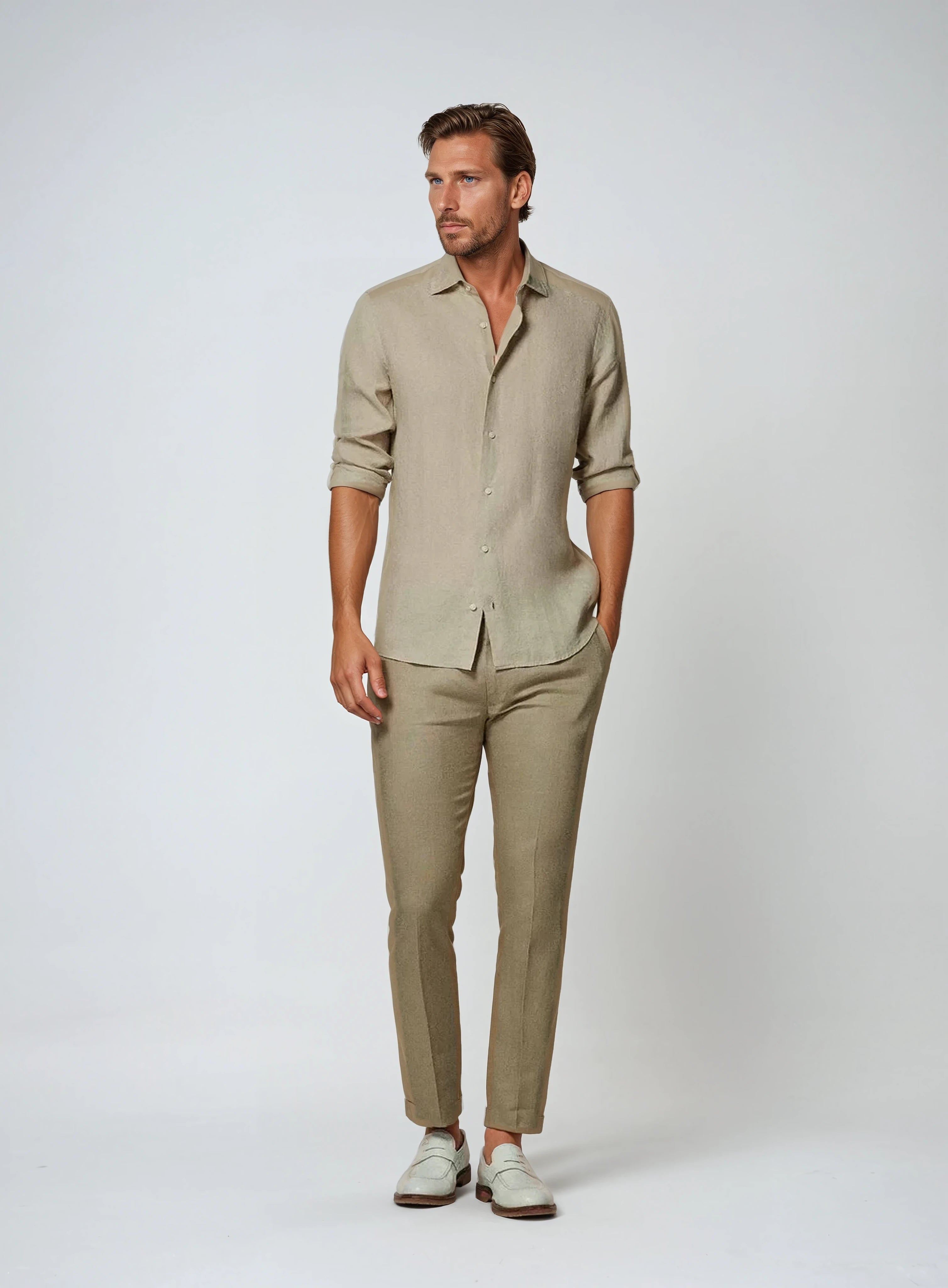 Essential Linnen Overhemd - Khaki