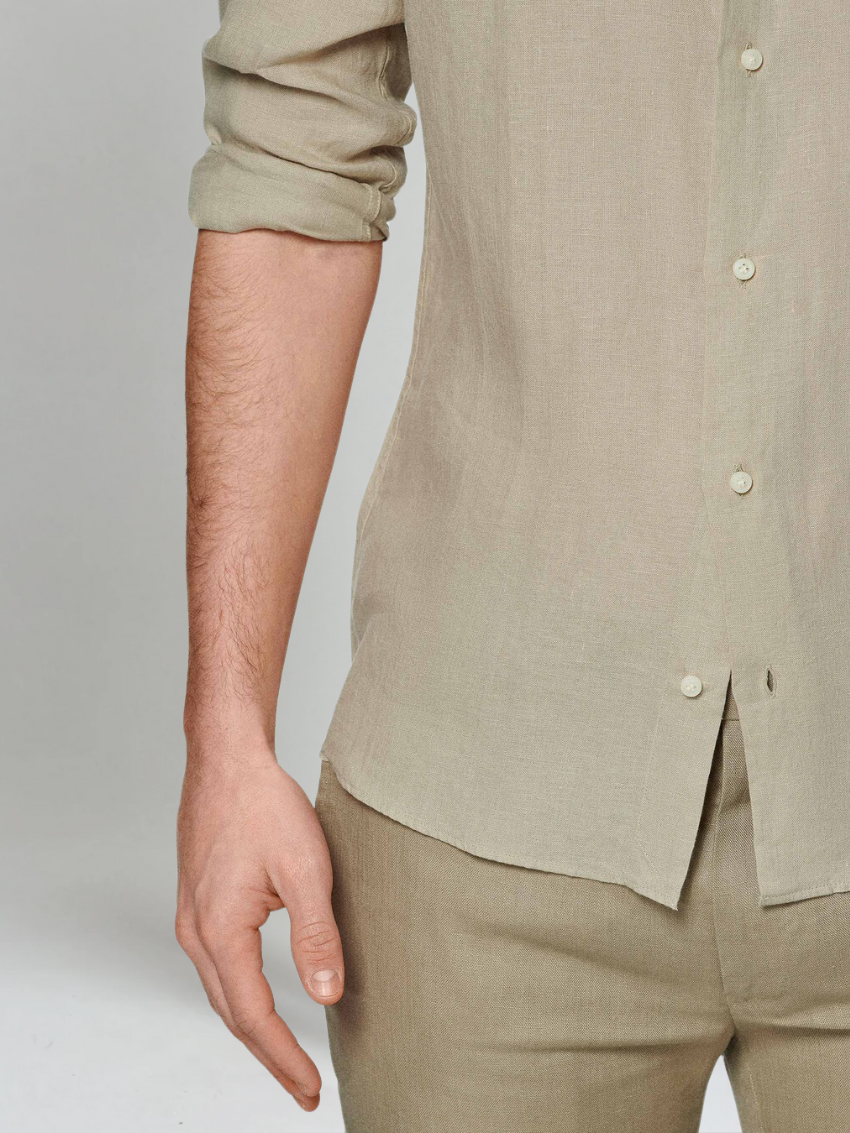 Essential Linnen Overhemd - Khaki