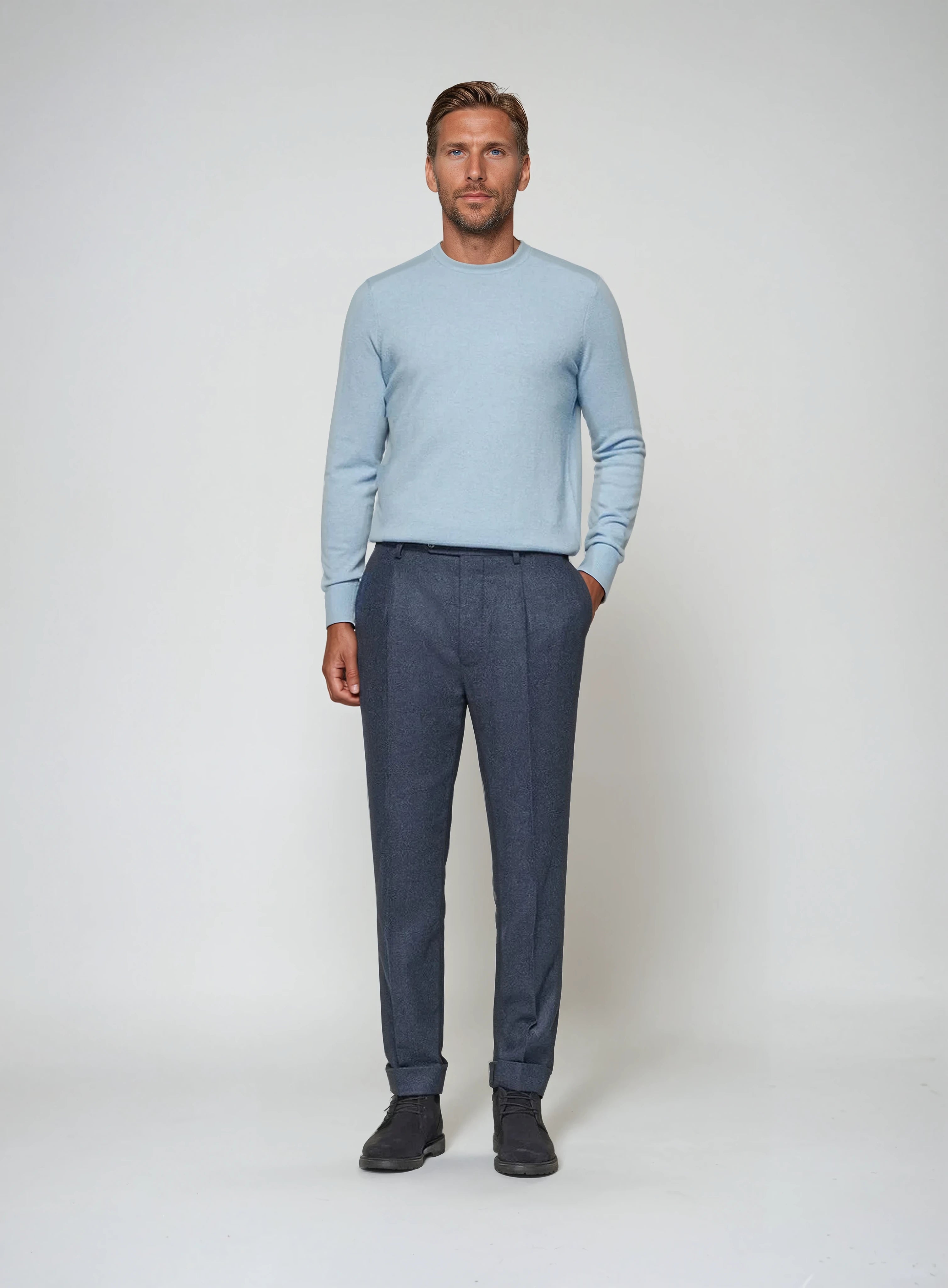 Premium Cashwool sweater - Lichtblauw