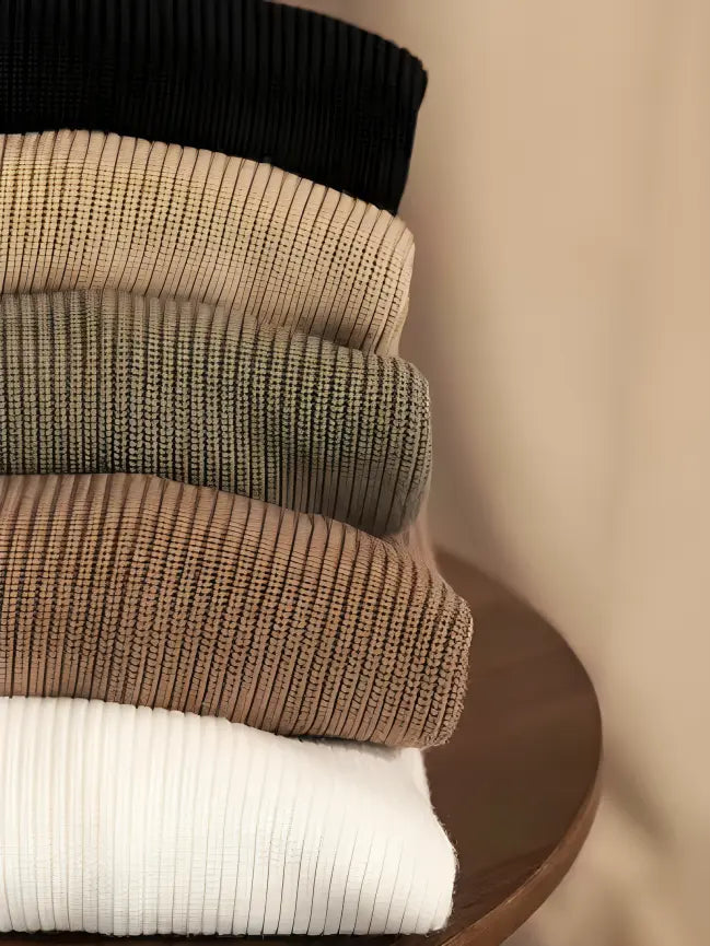 Geribde O-hals Trui Khaki